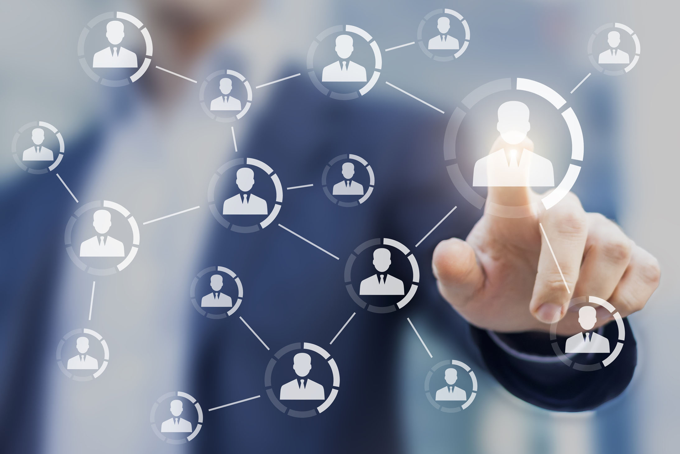 Professional networking, connections between business people, team, group of colleagues